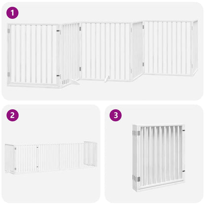 Vidaxl Puerta De Perros Plegable 6 Paneles Madera Álamo Blanca 480 Cm_3