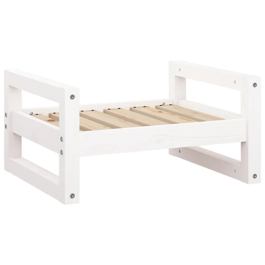 Vidaxl Cama Para Perros Madera Maciza De Pino Blanco 55,5x45,5x28 Cm_0