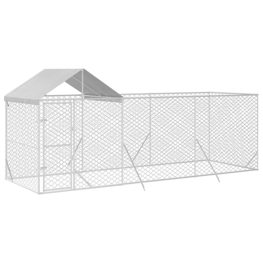 Vidaxl Perrera De Exterior Con Techo Acero Galvanizado Plata 6x2x2,5 M_0