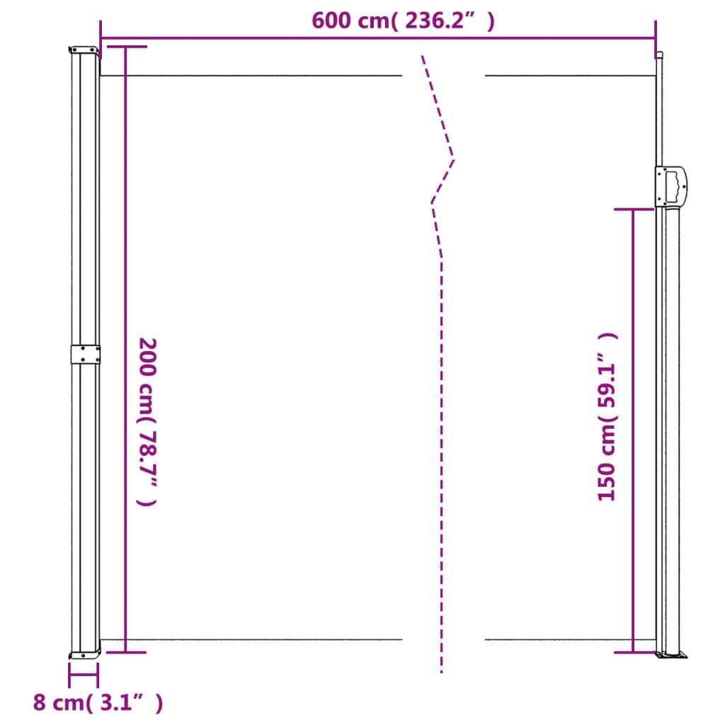 Vidaxl Toldo Lateral Retráctil Azul 200x600 Cm_2