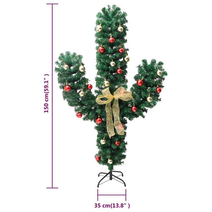Vidaxl Cactus De Navidad Con Soporte Y Leds Verde 150 Cm Pvc_2