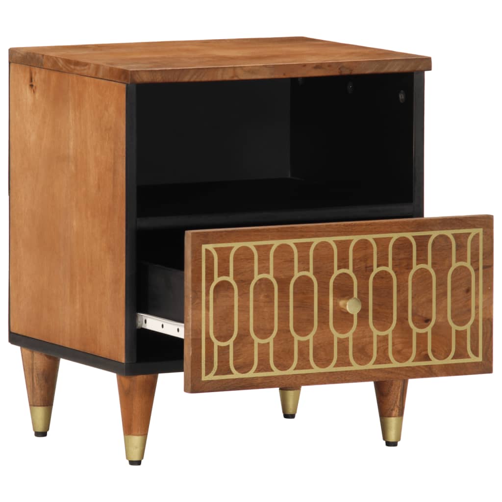Mesita De Noche De Madera Maciza De Mango 40x33x46 Cm_1