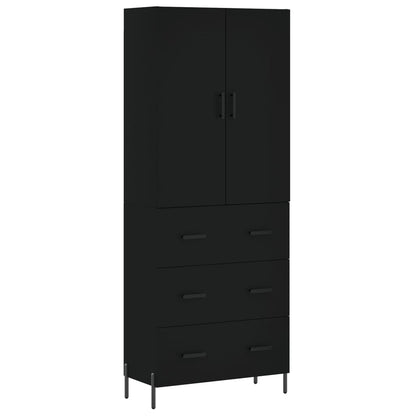Aparador Alto Madera Contrachapada Negro 69,5x34x180 Cm_1