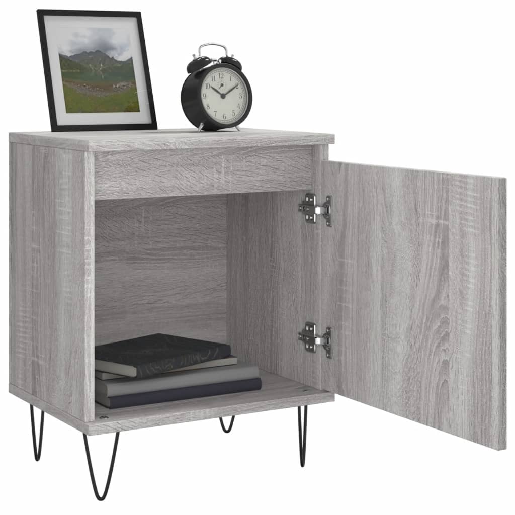 Mesita De Noche 2 Uds Madera Ingeniería Gris Sonoma 40x30x50 Cm_2