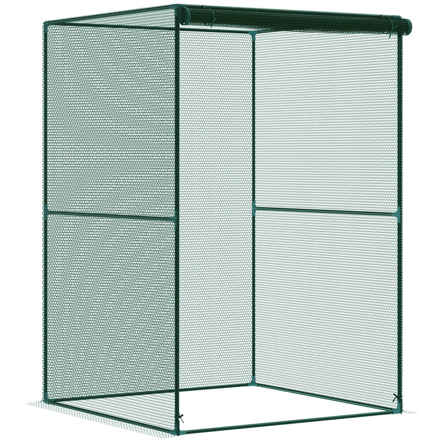 Outsunny Jaula De Cultivo Con Puerta Enrollable Y Marco De Acero 120x120x180 Cm_0