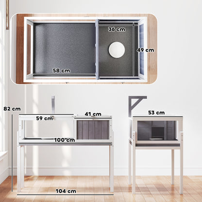 Pawhut Casa Para Tortugas De Madera Con Techo De Malla Y Soporte Para Lámpara_2