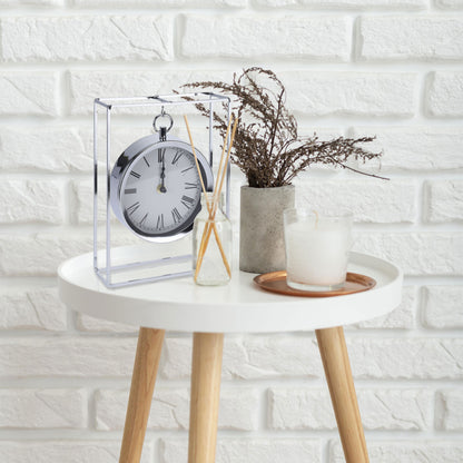 Well Home Reloj Modelo Colgado En Metal Plateado 18,8x5,8x25cm