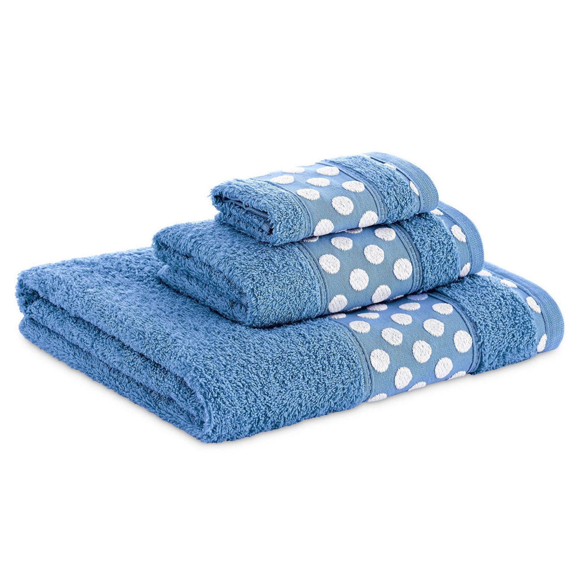 Juego De 3 Toallas De Baño De Algodón De Rizo 450 Gr/m2, De 50x30; 100x50; 150x100 Cm., Color Azul Medio_3