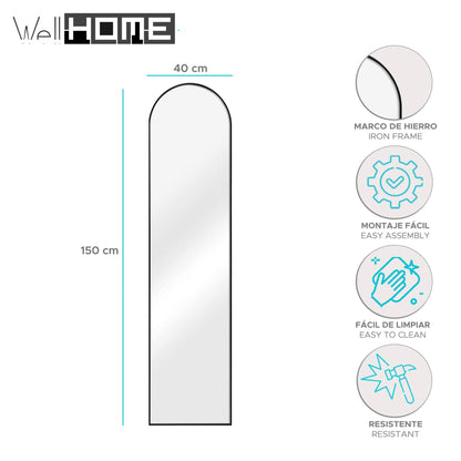 Well Home Espejo De Pie Con Forma De Arco Color Negro H.150cm