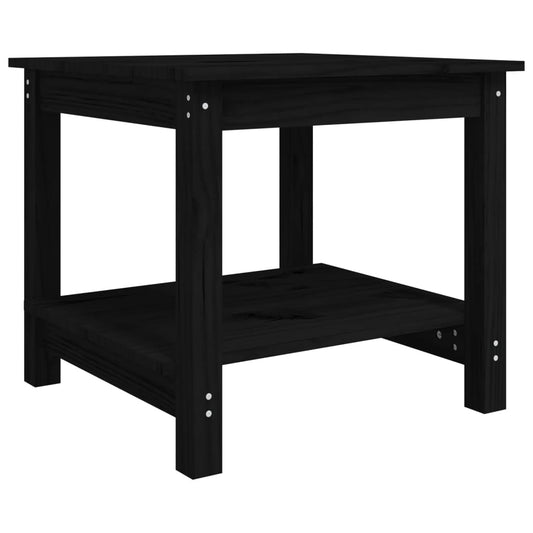 Mesa De Centro De Madera Maciza De Pino Negra 50x50x45 Cm_0