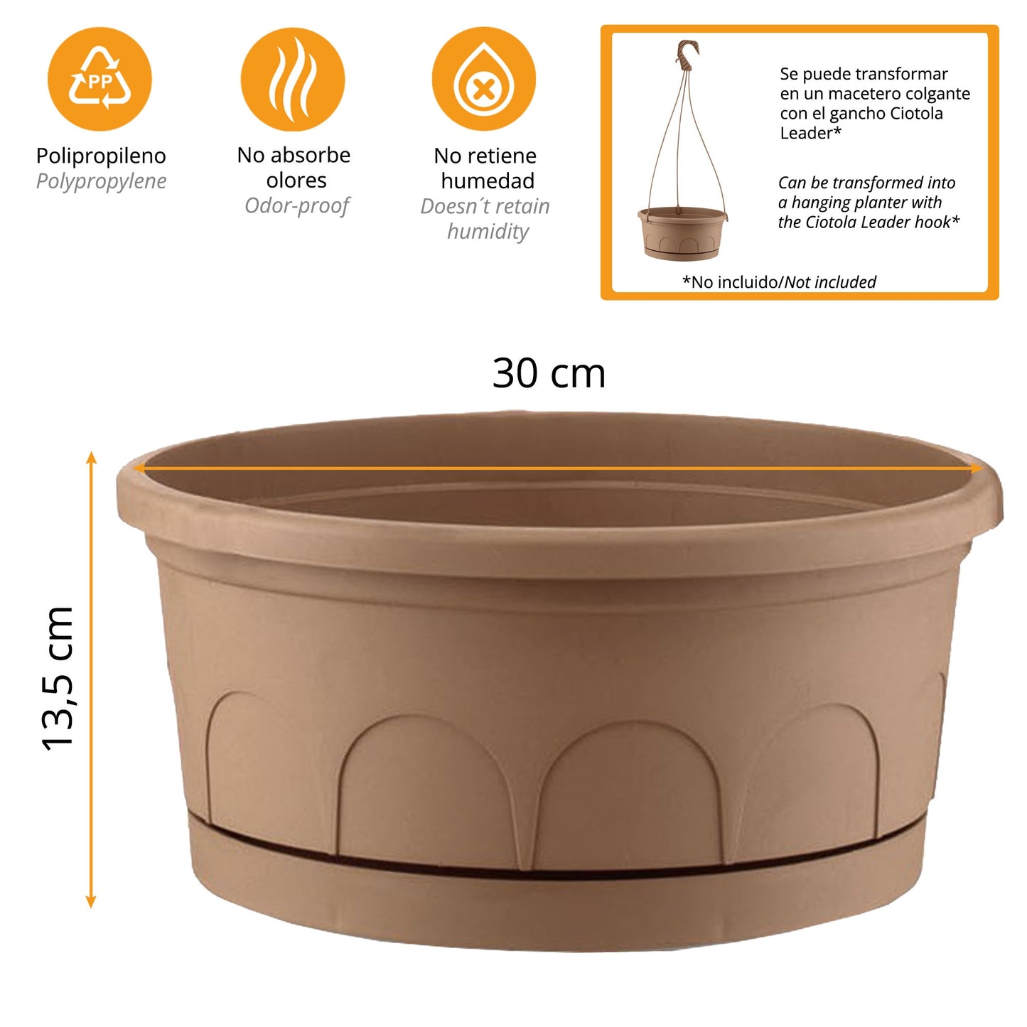 Maceta Tipo Cuenco Ø Cm 30 Con Platillo_2