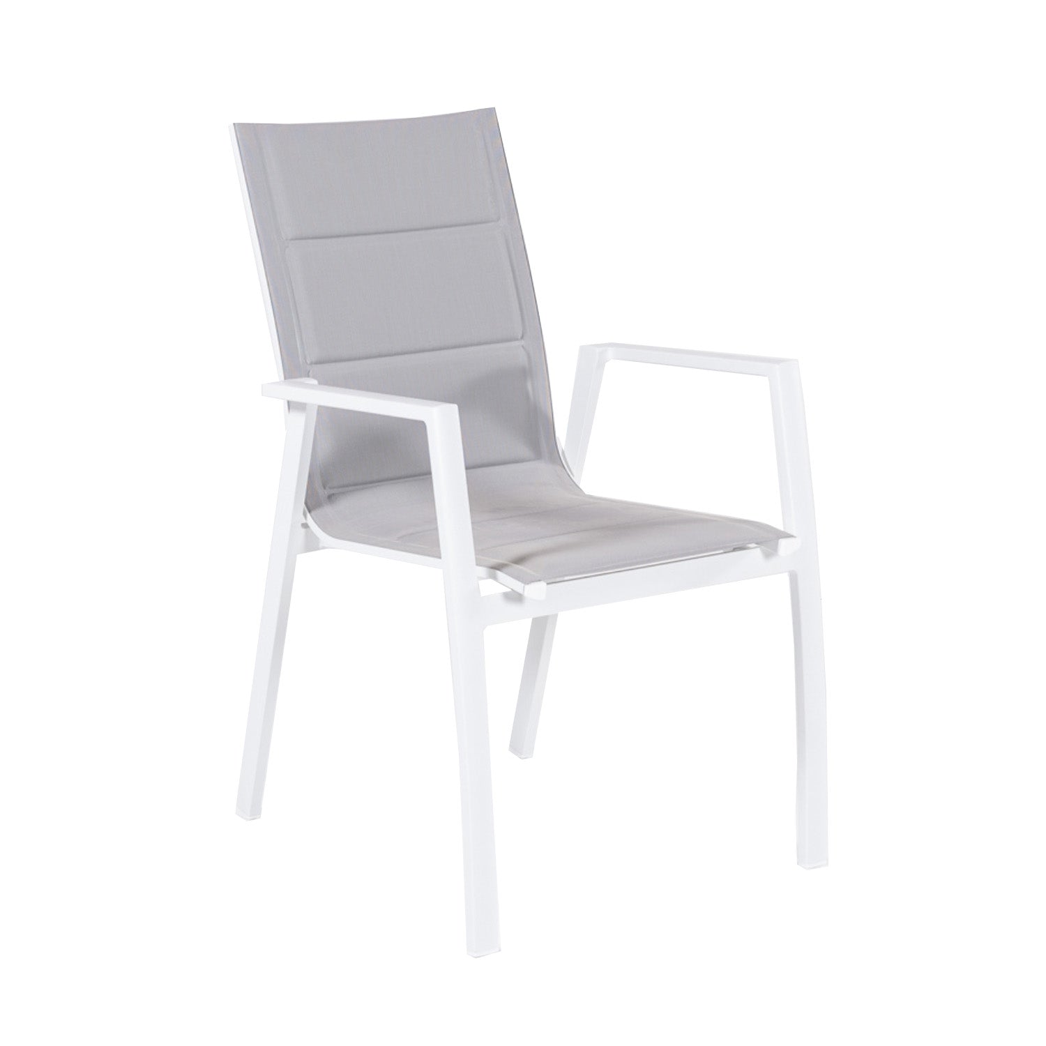Sillón De Terraza, Acolchado Y Apilable, Aluminio Y Textilene, Color Blanco, 57x69x94 Cm_0