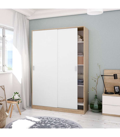 Armario Ropero Puertas Correderas Plus Noon Acabado Roble Combinado Con Blanco 200 Cm(alto_5