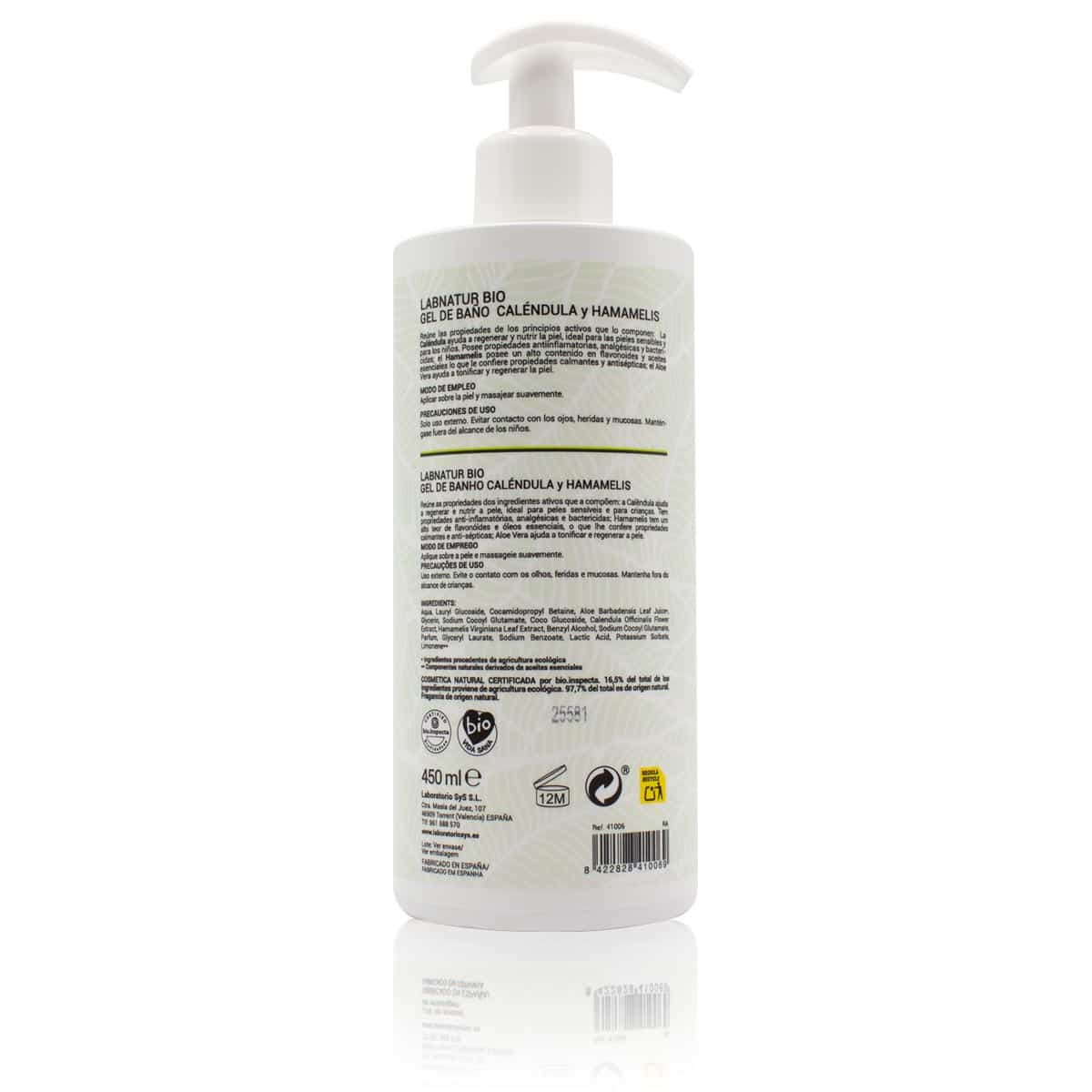 Gel de Ducha Caléndula y Hamamelis Labnatur Bio 450 ml | Piel Sensible | Calmante y Dermoprotector | Vegano_1
