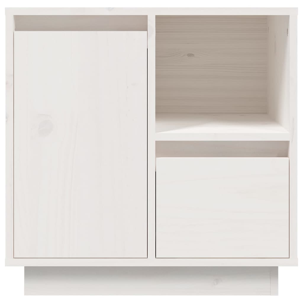 Mesita De Noche Madera Maciza De Pino Blanco 50x34x50 Cm_4