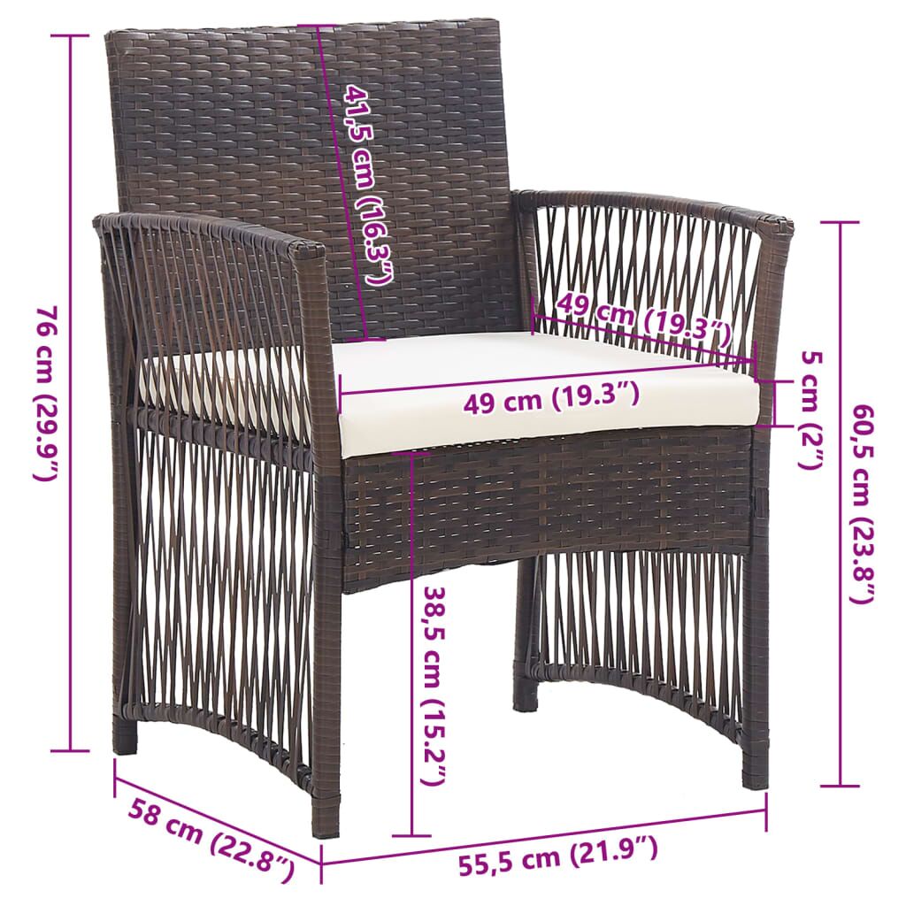 Vidaxl Sillones De Jardín Con Cojines 2 Uds Ratán Sintético Marrón_2
