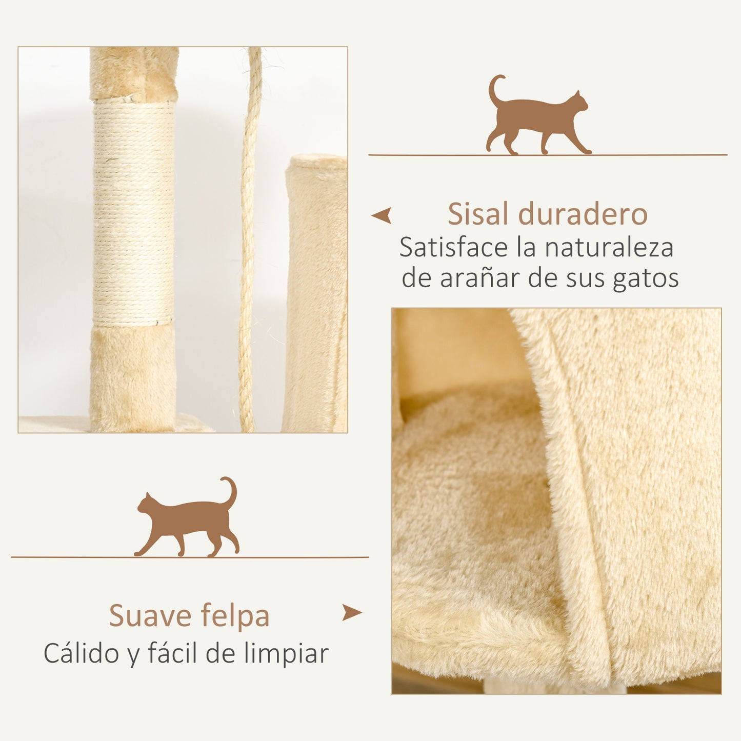 Pawhut Árbol Para Gatos Rascador Grande Con Plataformas Casetas Bolas De Juego_5