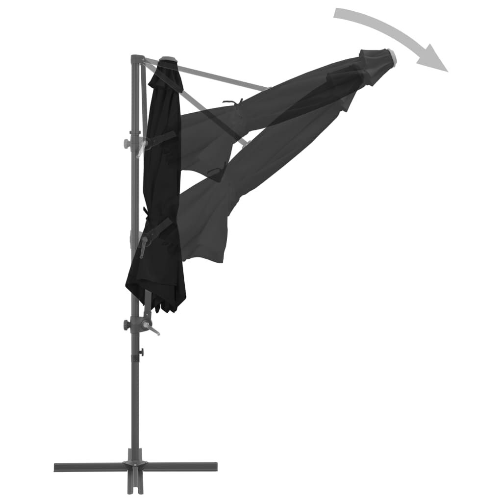Vidaxl Sombrilla De Jardín Voladiza Con Palo De Acero Negro 300 Cm_4