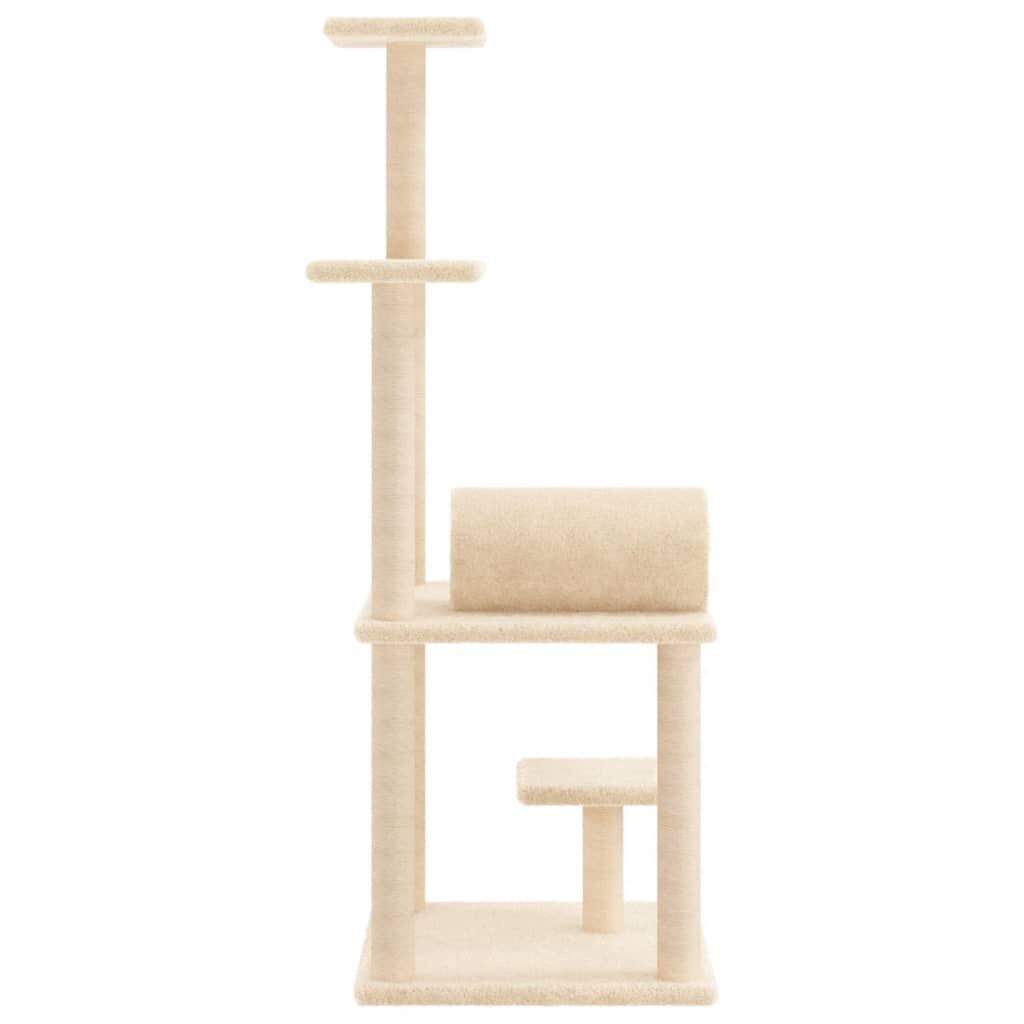 Vidaxl Rascador Para Gatos Con Postes De Sisal Color Crema 136 Cm_4