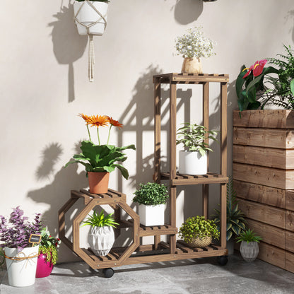 Outsunny Estantería Para Plantas De 5 Niveles 86x30x102 Cm Carbonizado_1