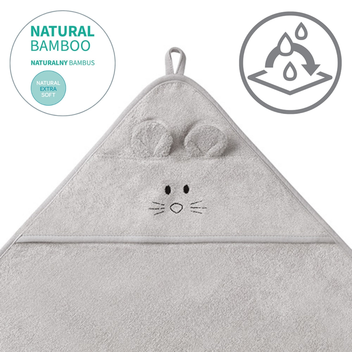 Capa De Baño Bamboo Xl Para Bebés Conejito Gris_2