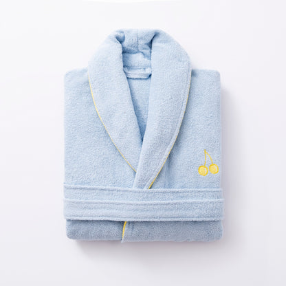 Albornoz L/xl 380gsm 100%algodon Azul Con Cereza Amarilla Benetton Fruits Be_2