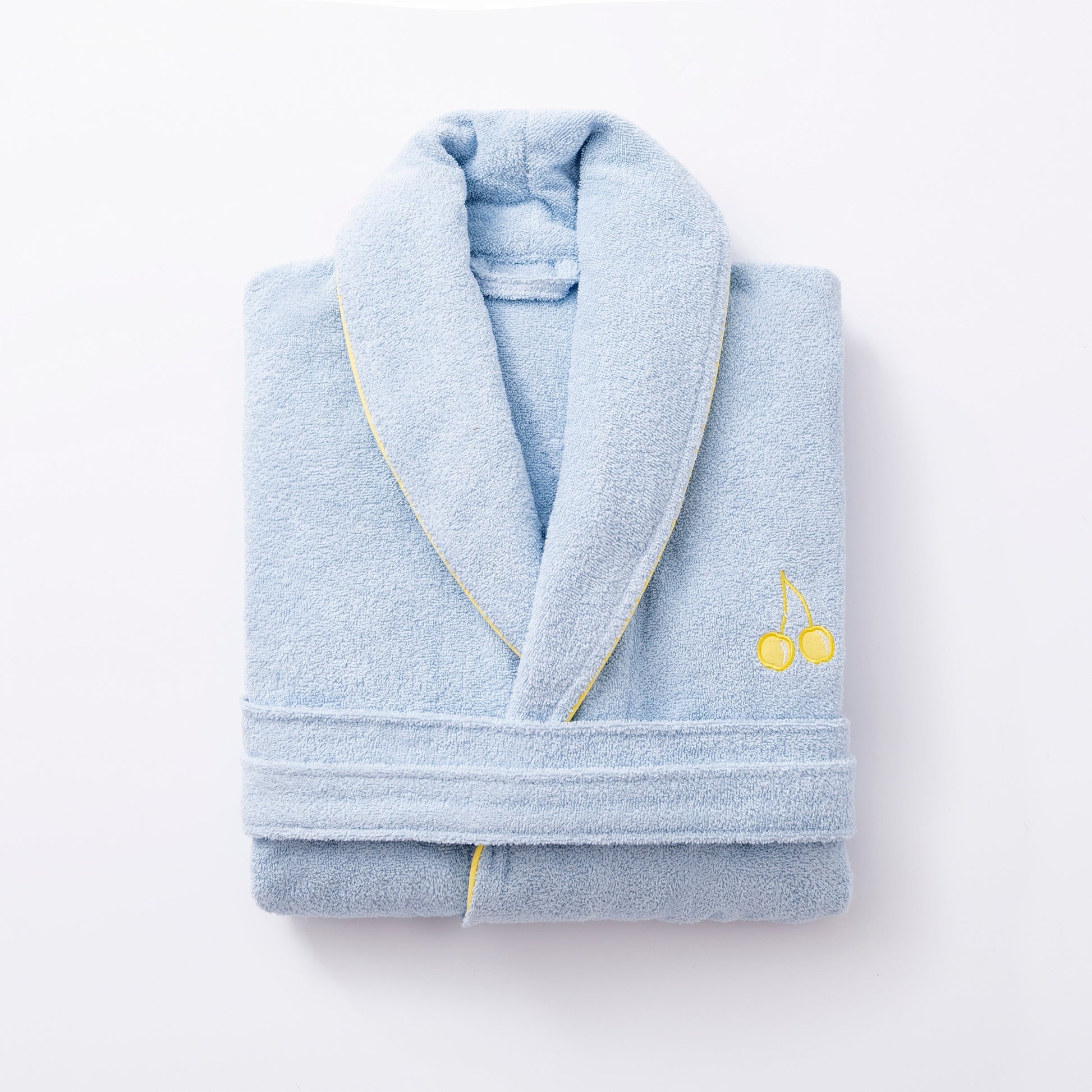 Albornoz M/l 380gsm 100%algodon Azul Con Cereza Amarilla Benetton Fruits Be_2