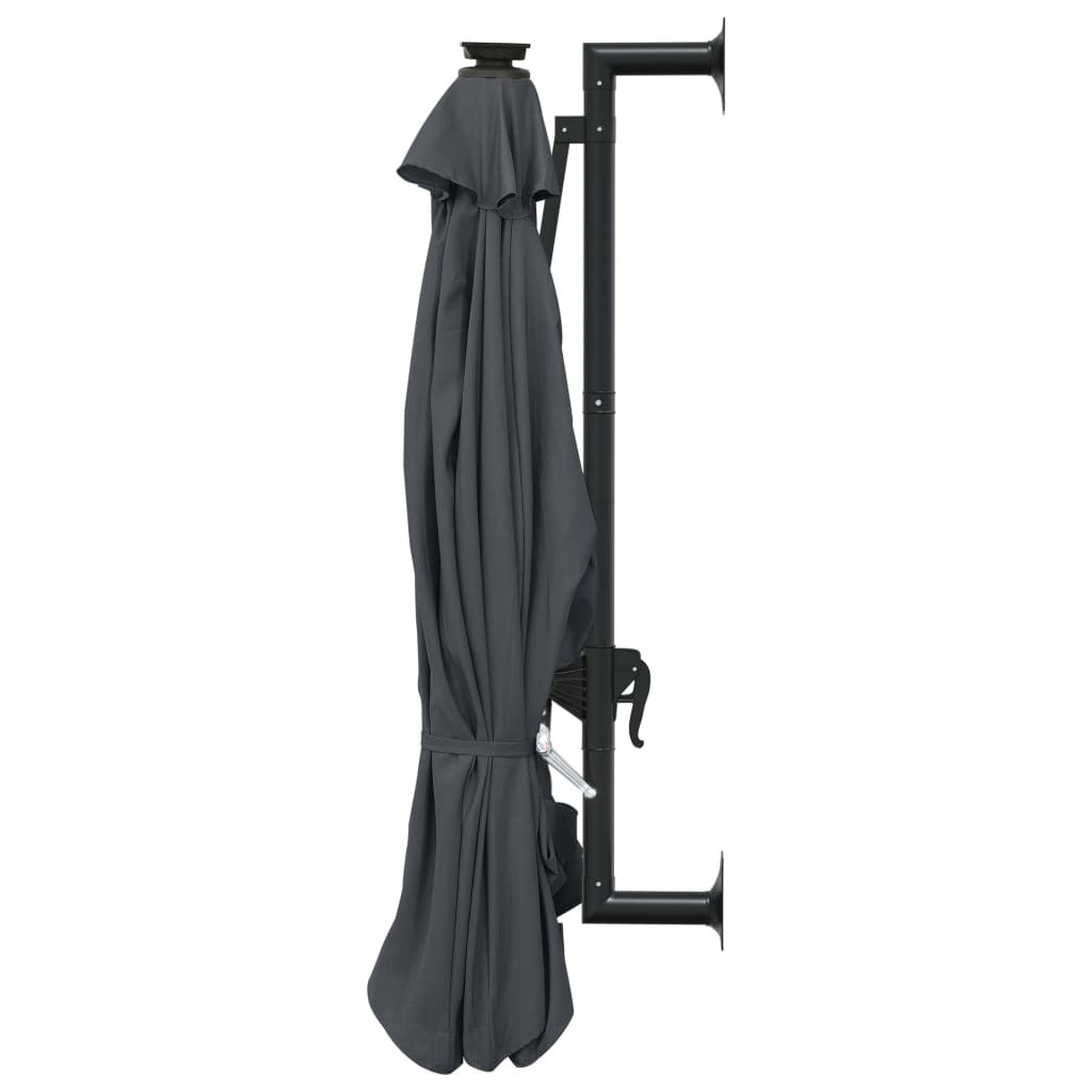 Vidaxl Sombrilla De Jardín De Pared Con Luces Led Antracita 300 Cm_4