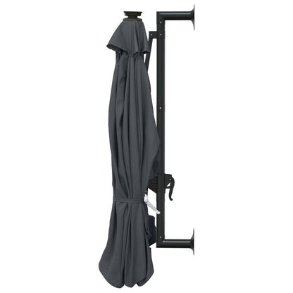 Vidaxl Sombrilla De Jardín De Pared Con Luces Led Antracita 300 Cm_4