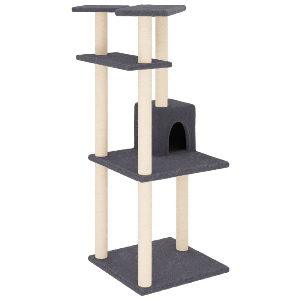 Vidaxl Rascador Para Gatos Con Postes De Sisal Gris Oscuro 123 Cm_0