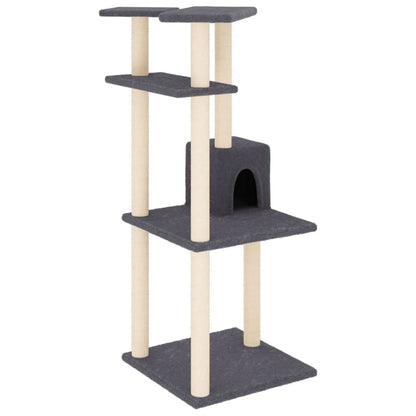 Vidaxl Rascador Para Gatos Con Postes De Sisal Gris Oscuro 123 Cm_0