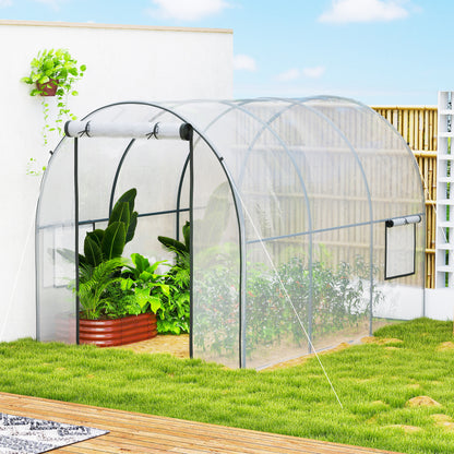 Outsunny Invernadero De Túnel 3x2x2m Con Puerta Enrollable Ventanas Transparente_4