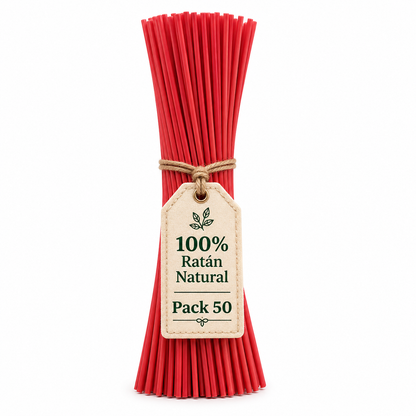Varillas Difusor SYS 50 Uds | Ratán Natural Rojo | Mikado | Alta Absorción | 2,5 mm X 25 cm_0
