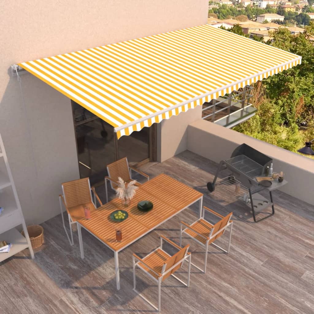 Toldo Retráctil Automático Amarillo Y Blanco 600x350 Cm_1