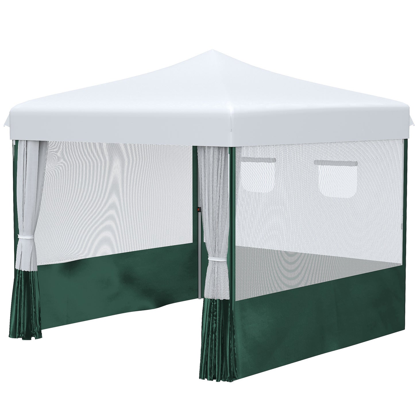 Outsunny Carpa Plegable 3x3 M Con Paredes Laterales Altura Ajustable Blanco_3