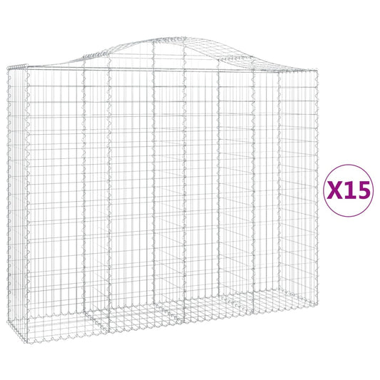 Cestas Gaviones 15 Uds Forma De Arco Hierro 200x50x160/180 Cm_0