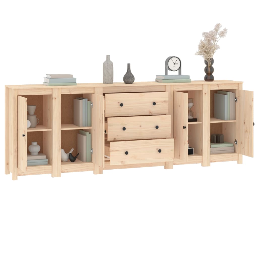 Aparador De Madera Maciza De Pino 230x35x80 Cm_3