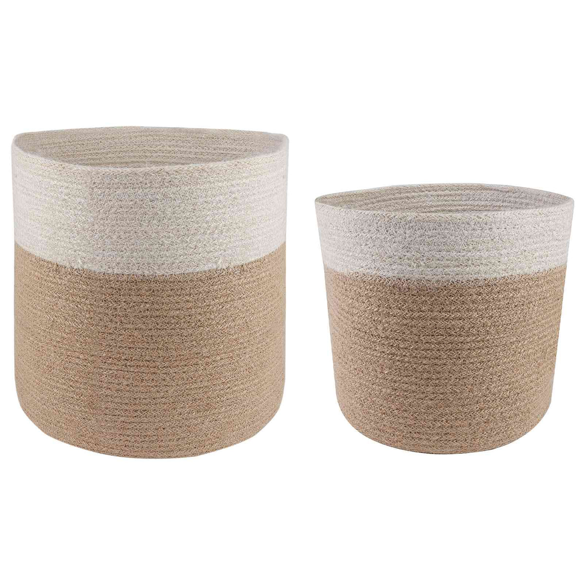 Set De Macetas De Planta 2 Uds. Natural Y Blanco Ø 28 X 28 Cm_0