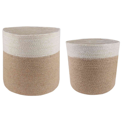 Set De Macetas De Planta 2 Uds. Natural Y Blanco Ø 28 X 28 Cm_0