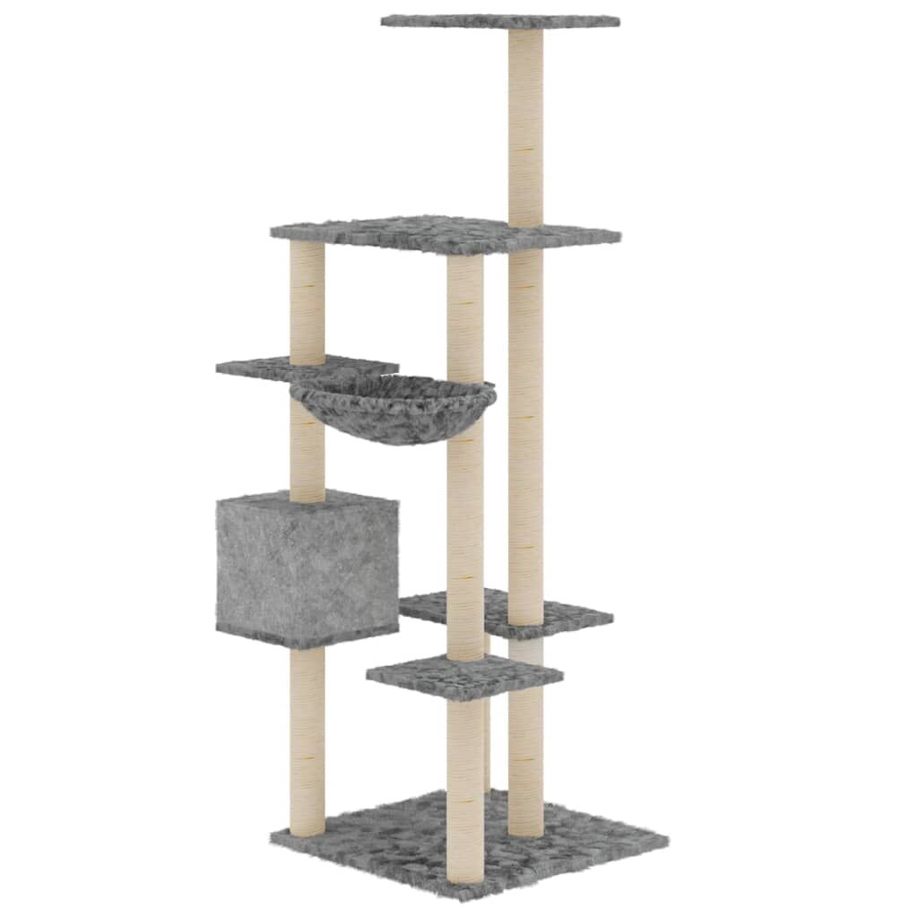 Vidaxl Rascador Para Gatos Con Postes De Sisal Gris Claro 142 Cm_4