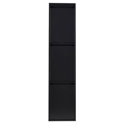 Top Cubo De Basura Y Reciclaje De Acero De 3 Cubos Multiusos, Negro, 133,5 X 30,5 X 24,5 Cm_0