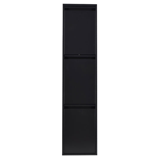 Top Cubo De Basura Y Reciclaje De Acero De 3 Cubos Multiusos, Negro, 133,5 X 30,5 X 24,5 Cm_0