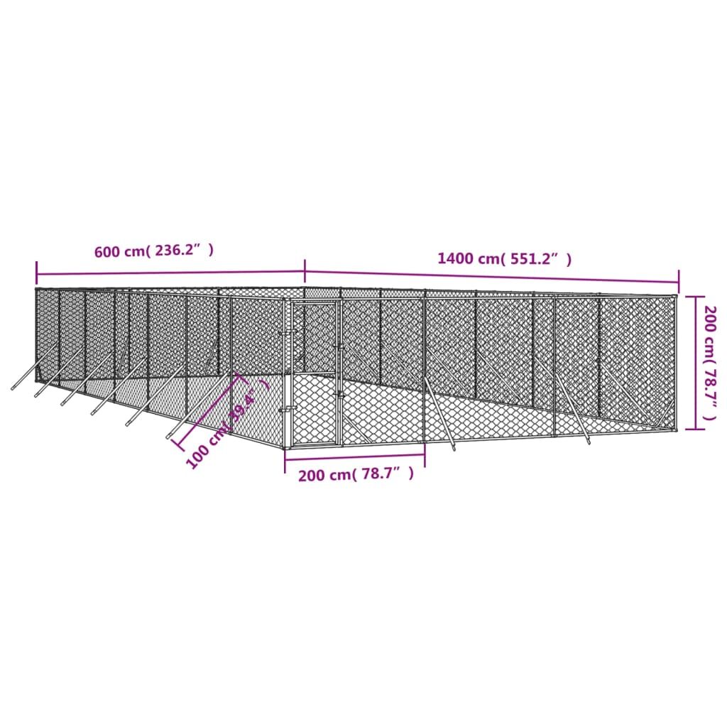 Vidaxl Perrera De Exterior Acero Galvanizado Plateado 6x14x2 M_2