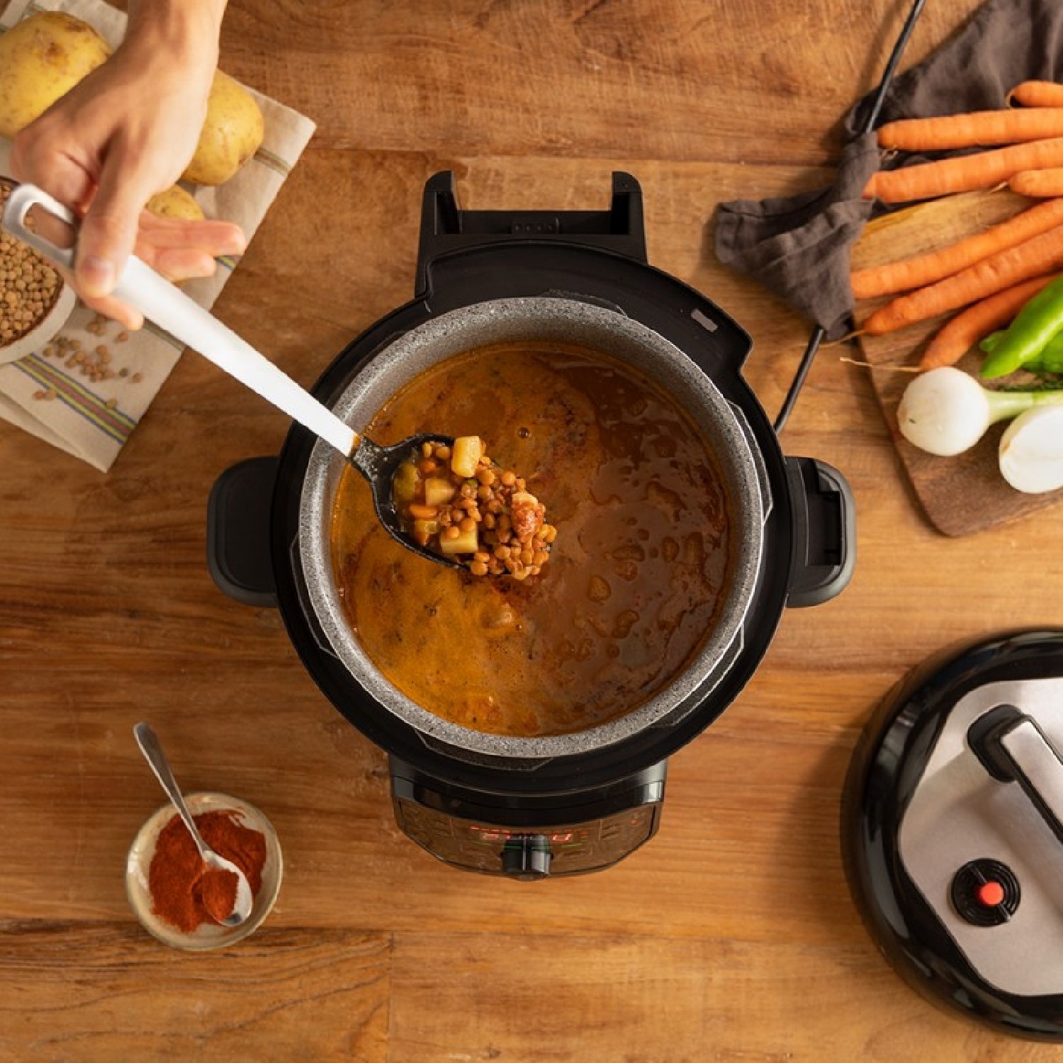 Olla Programable Con Cabezal Freidora De Aire Gm H Fry. Robot De Cocina Multifunción, 6 Litros Capacidad, Tapa Advance, Programable 24h, Temperatura_4