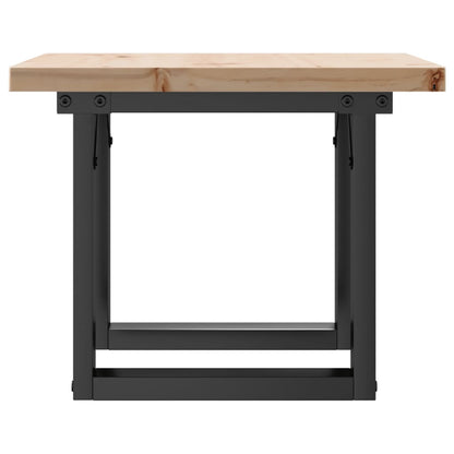Mesa De Centro Marco O Madera Maciza Pino Y Acero 50x50x35,5 Cm_3