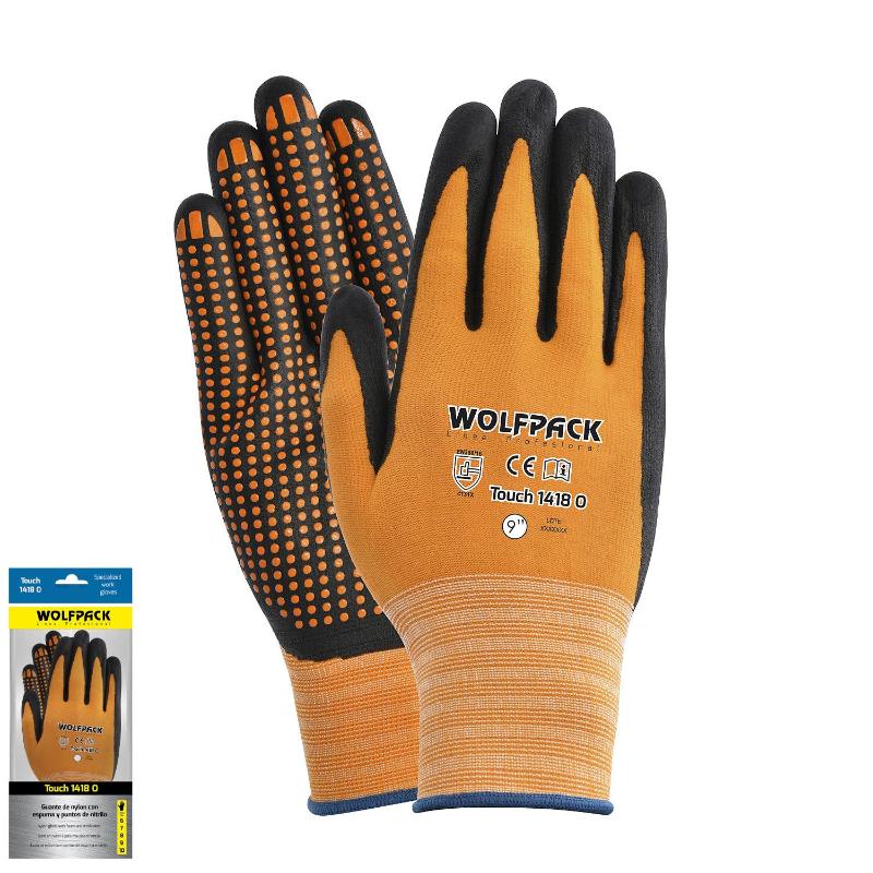 Guantes Nylon Con Palma En Foam Y Puntos Nitrilo Touch 9 (par)