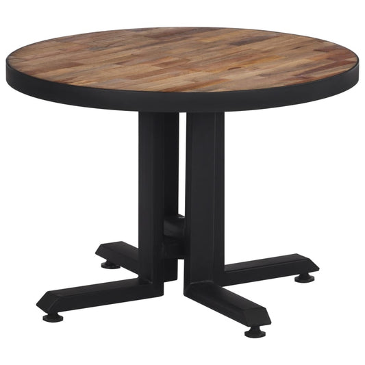 Mesa De Centro Redonda Teca Reciclada Maciza Ø55x40 Cm_0