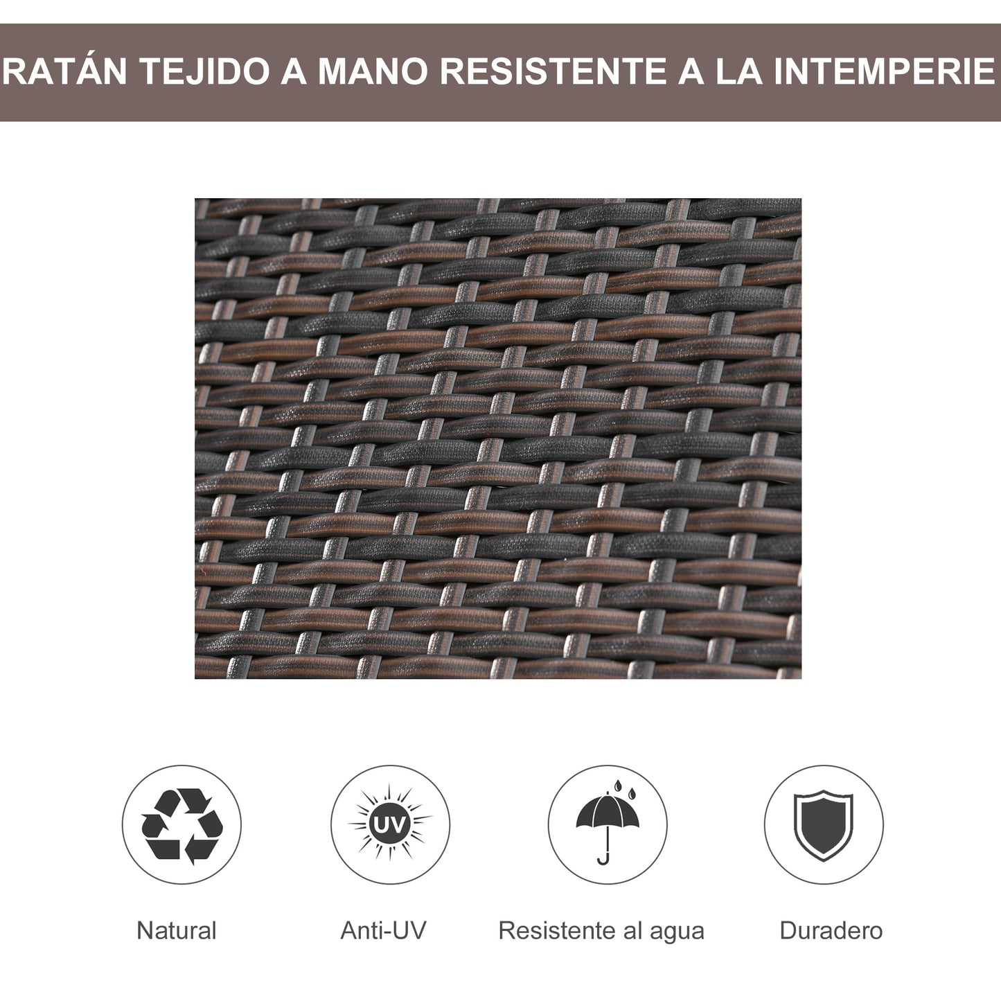 Outsunny Set De 2 Tumbonas De Ratán Chaise Longue Con Cojín Para Exterior Jardín_5