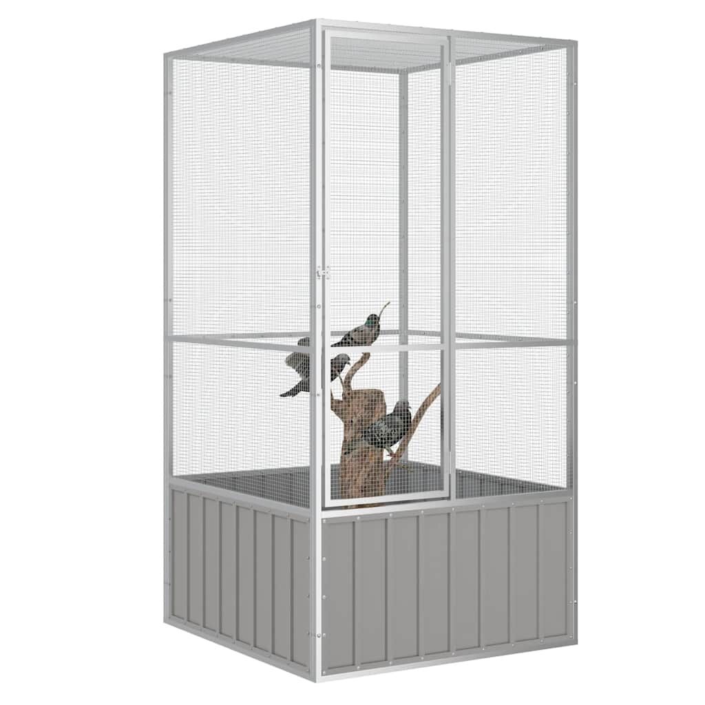 Vidaxl Jaula De Pájaros Acero Galvanizado Gris 111x107x211,5 Cm_1