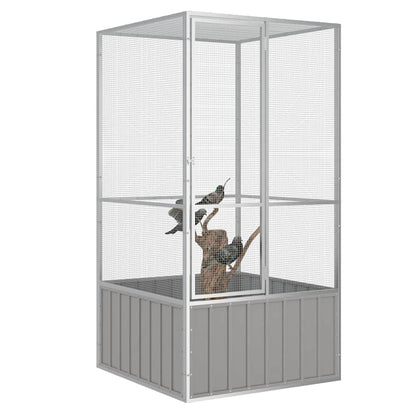 Vidaxl Jaula De Pájaros Acero Galvanizado Gris 111x107x211,5 Cm_1